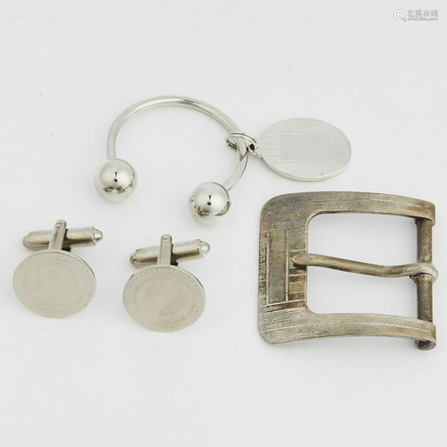 Grp: Sterling Cufflinks Key Ring & Buckle