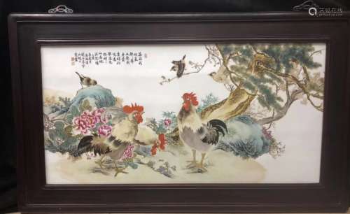 清中晚期 粉彩精绘瓷板画