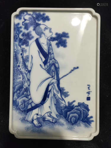清中晚期 青花人物瓷板画