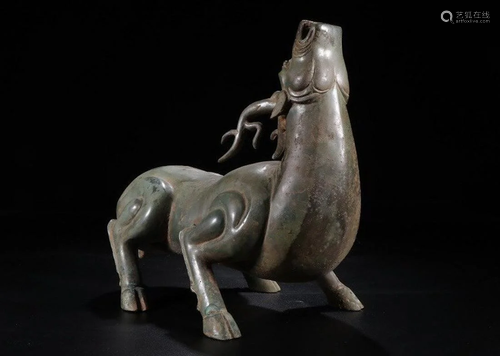 A CHINESE ARCHAIC BRONZE DEER …