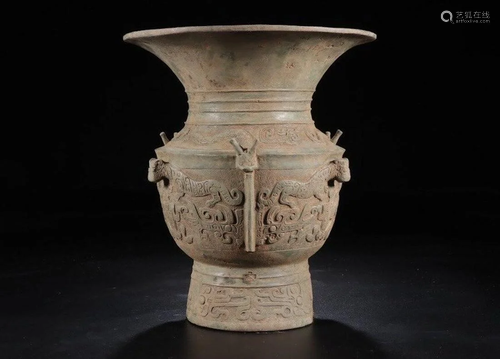 A CHINESE ARCHAIC BRONZE ZUN V…