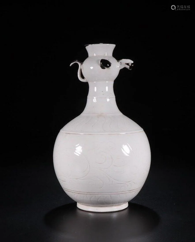 A CHINESE WHITE GLAZED HU VASE, MING …