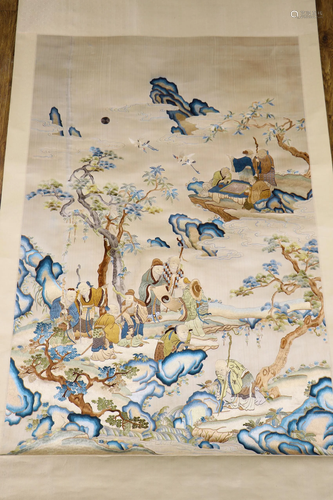 A CHINESE SILK PAINTING SCROLL, QING…