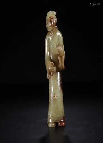 A CHINESE WHITE JADE FIGURE OF PEOPLE F…