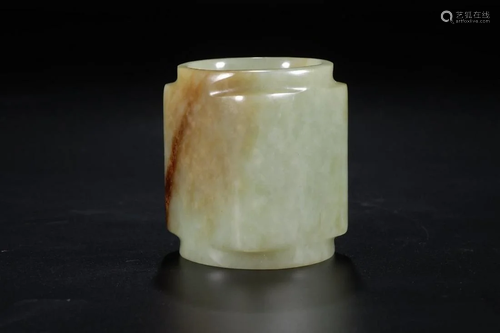 A CHINESE JADE CONG TYPE GLAZED, ZH…