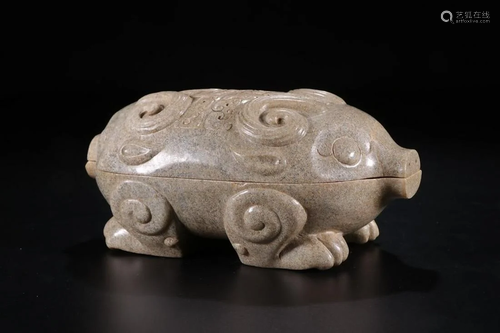 A CHINESE JADE BOX, HOU DYNASTY