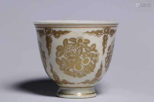 A CHINESE GOLD GLAZED WINE CUP, QIN…