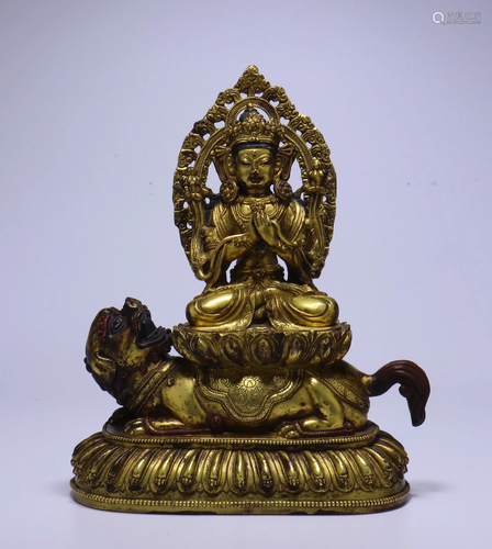 A CHINESE COPPER GILT BUDDHA STATUE, QI…