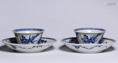 A PAIR OF CHINESE BLUE AND WHITE CUP, QI…