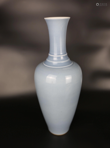 A CHINESE SKY BLUE GLAZE VASE, QING …