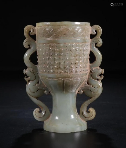 A CHINESE FINE WHITE JADE CUP, QING …