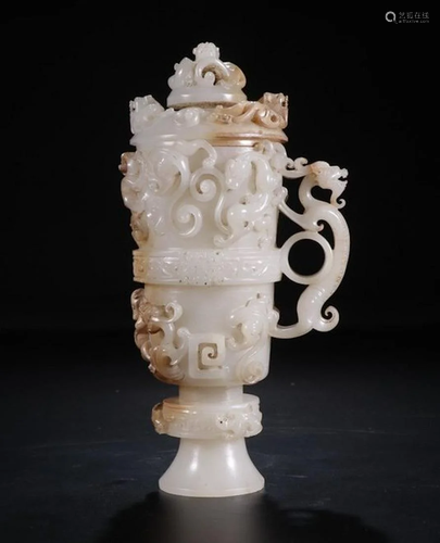 A CHINESE WHITE JADE CUP, QING DYNASTY