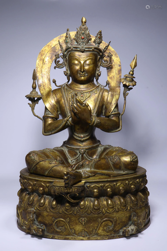 A CHINESE GILT BRONZE FIGURE OF TARA…