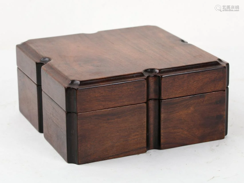 A CHINESE ZITAN WOOD BOX WITH COVE…