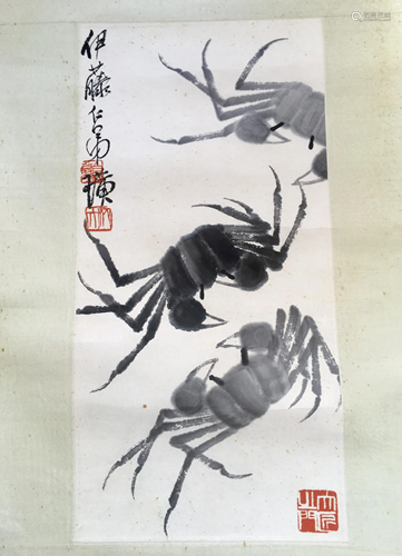 A CHINESE PAPER PAINTING SCROLL,ATTRIB…