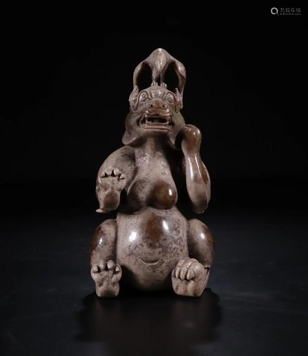 A CHINESE JADE FIGURE OF MYTHICAL BE…