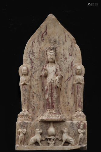 A CHINESE WHITE JADE WITH GOLD STATUE,…