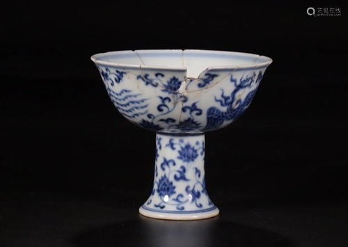 A CHINESE BLUE AND WHITE BOWL WITH …