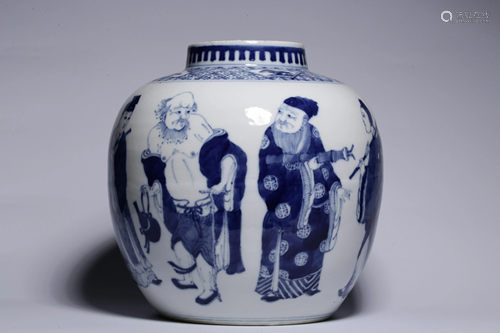 A CHINESE BLUE AND WHITE JAR, QING D…