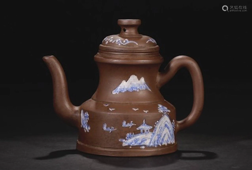 A CHINESE YIXING GLAZED TEA POT WITH S…