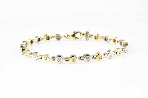 Tennis bracelet585 yellow and white gold, with 26 brilliant-cut diamonds, total approx. 0.75 ct,