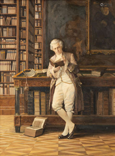 Alois Heinrich Priechenfried(Austrian, 1867-1953) In the library