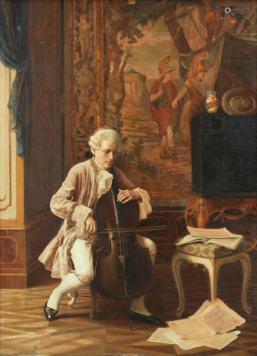 Alois Heinrich Priechenfried(Austrian, 1867-1953) The cellist