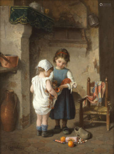 Paul Seignac(French, 1826-1904) Share and share alike