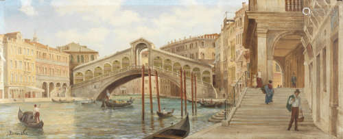 Antonietta Brandeis(Czech, 1849-1926) The Rialto Bridge, Venice  unframed