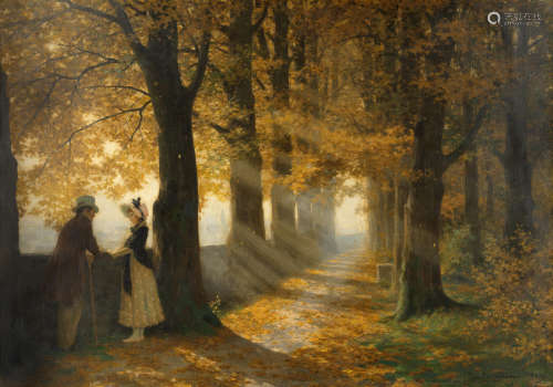 Max Ernst Pietschmann(German, born 1865) A romantic walk