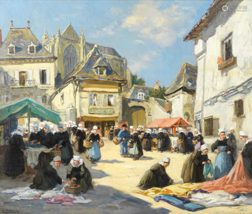 Henri Alphonse Barnoin(French, 1882-1935) Petit marché, Quimper
