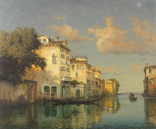 Antoine Bouvard(French, 1870-1956) A tranquil Venetian canal