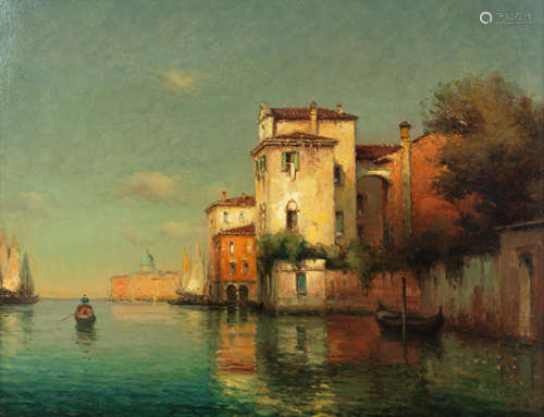 Antoine Bouvard(French, 1870-1956) Gondolier on a Venetian canal