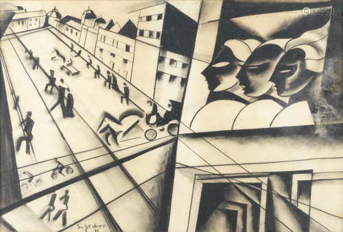 Hugó Scheiber(Hungarian, 1873-1950) Street scene