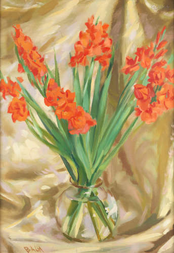Giacomo Balla(1871-1958) Gladioli rossi nel vaso