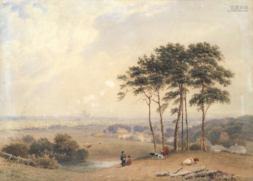 Anthony Vandyke Copley Fielding, P.O.W.S.(British, 1787-1855) St. Paul's from Hamstead