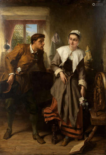 Alfred W. Elmore(British, 1815-1881) 'John Alden and Priscilla'