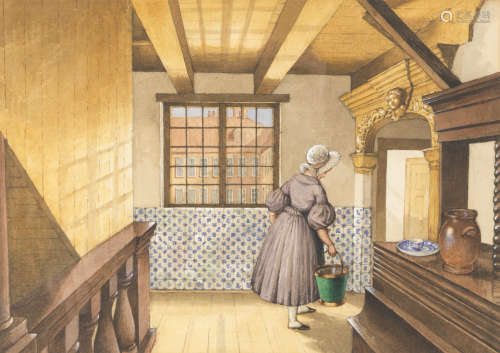 Mary Ellen Best(British, 1809-1891) 'In the hotel, the Heeren-logement, at Leyden, August 1838'