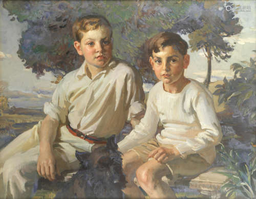 William Charles Penn(British, 1877-1968) Maurice and Hugo, sons of Major and Mrs Baring