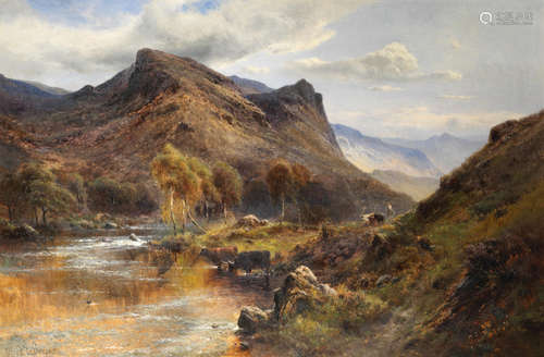 Alfred de Bréanski, RBA(British, 1852-1928) 'The Riverbend in Borrowdale Pass'