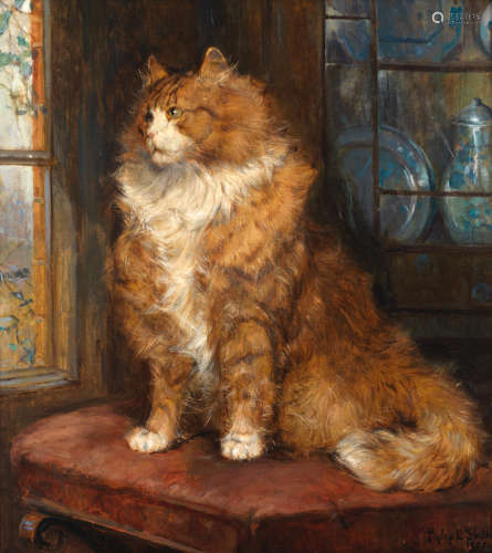 Philip Eustace Stretton(British, 1863-1930) Study of a ginger cat