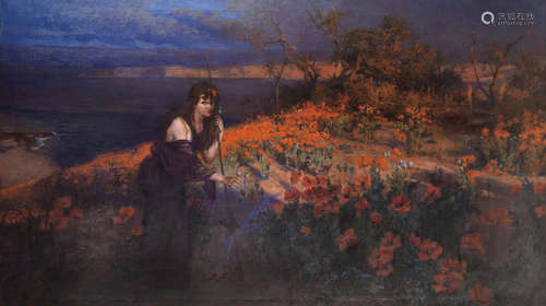 Gilbert Foster(British, 1855-1906) The poppy field