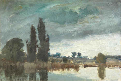 Edward Seago, RWS, RBA(British, 1910-1974) Poplars on Horning Reach