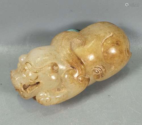 Carved Archaic Jade Mythical Beast Toggle