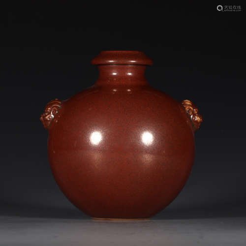 Chinese Qing Dynasty Qianlong Period Iron Red Glaze Porcelain Vessel