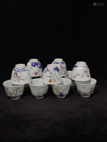 Chinese Qing Dynasty Kangxi Period Porcelain Cups
