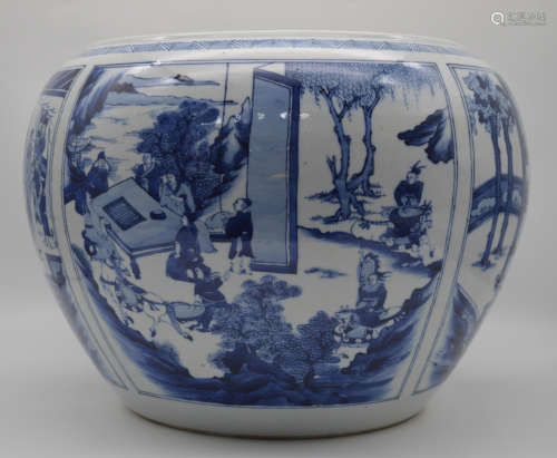 Chinese Qing Dynasty Kangxi Periodblue And White Porcelain Vessel