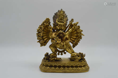 Chinese Bronze Gold Gilded Statue