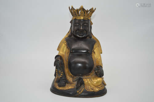 Chinese Bronze Gold Gilded Maitreya Statue