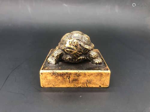 Chinese Bronze Turtle Carved Seal